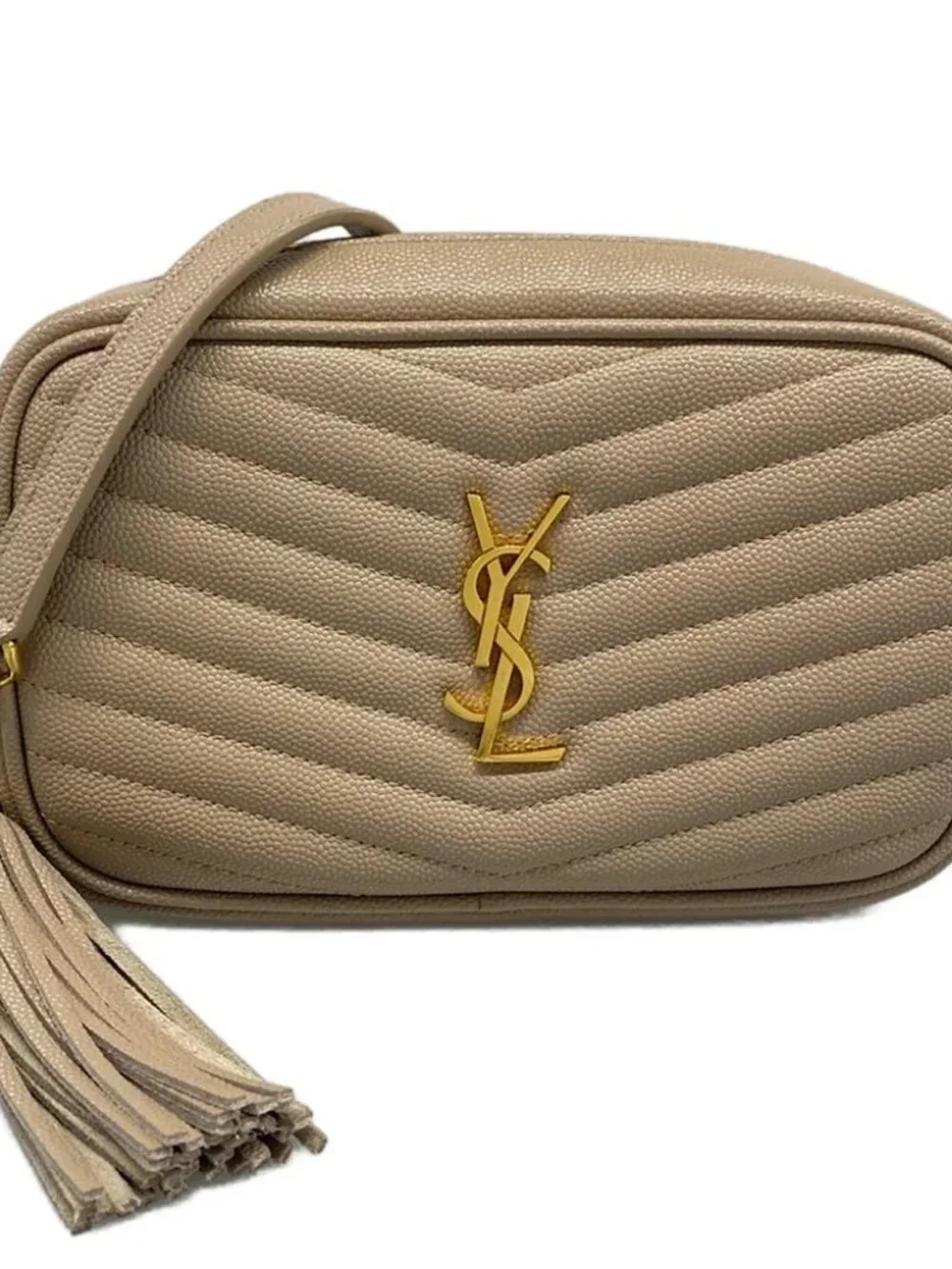 SAINT LAURENT PARIS Lou Mini Bag 612579 Pink Beige Leather Shoulder Bag